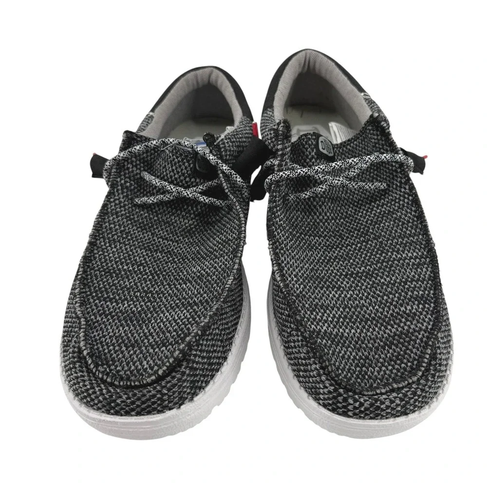 Hey Dude Wally Funk Open Mesh Mens Loafers Black White Size‎ 12 New Comfort